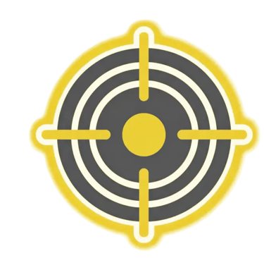 a yellow and gray target mark