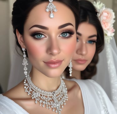 a bride and groom walking down the street