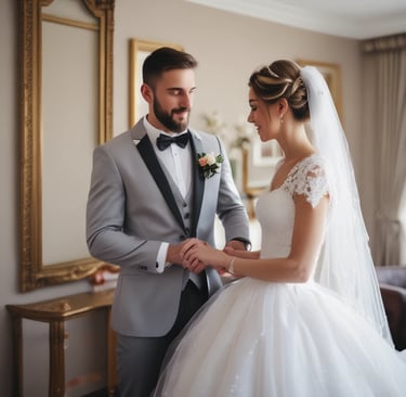 a man and a woman holding a shovel in the grass
