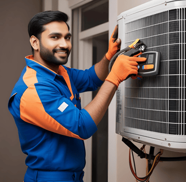 Technician performing AC repair service to ensure efficient cooling and long-term cost savings.