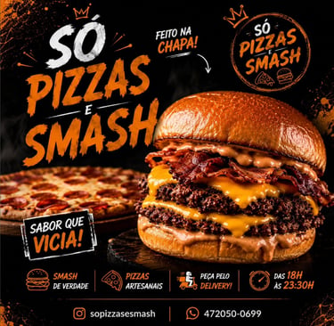 Smash burger artesanal feito na chapa com queijo derretido — Só Pizzas e Smash, Joinville