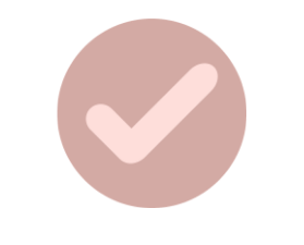 A light pink checkmark icon inside a dusty rose circle representing success or completion.