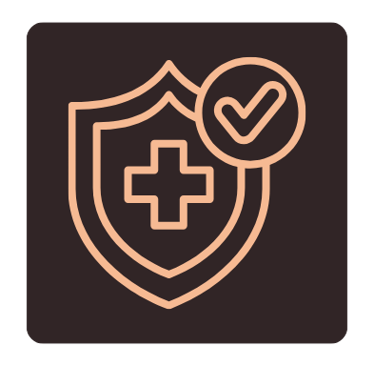 Shield icon with a cross and checkmark symbol symbolizing safety in welding and fabrication..