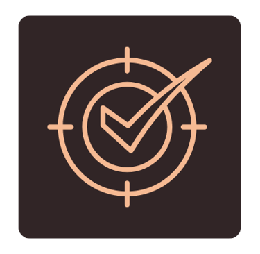 A checkmark icon inside a target symbol representing accuracy and success in welding.