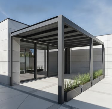 Pérgola adosada a vivienda con iluminación integrada, Murcia