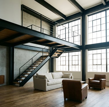 Altillo estructural con escalera en vivienda tipo loft, Murcia