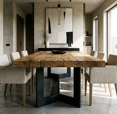Mesa de comedor de acero y madera para reuniones, Murcia