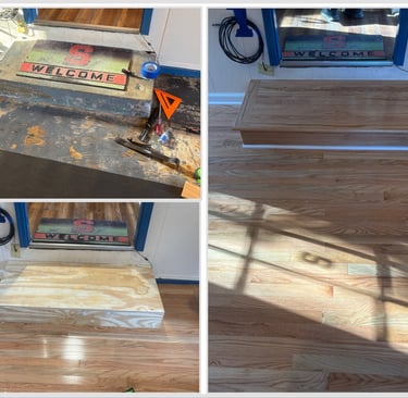 Custom pre-finished hardwood floor step by JPA Wood Fllors