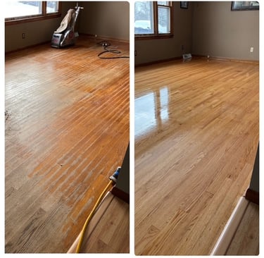 Refinished hardwood floors in living room