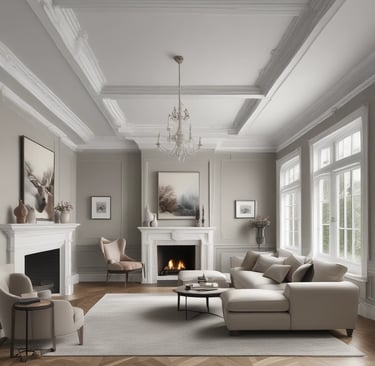 Debris from a broken brick wall in a dark room.