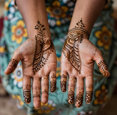 Close-up of a mixed-media canvas blending traditional motifs with bold abstract strokes.