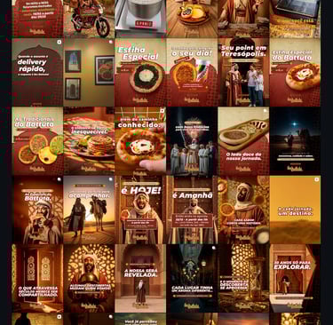 Composisão com time line de publicações de página de Instagran Ibn Battuta.