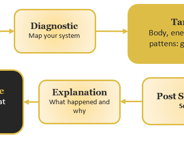 A flow diagram showing the process for a neo-shamanic services session
