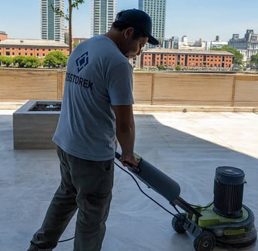 Restauracion de piso de marmol en Puerto madero