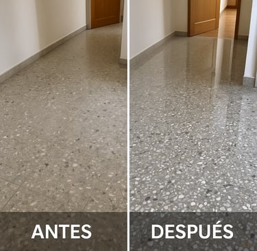 restauración de piso de mármol — antes y después recuperación Restorex