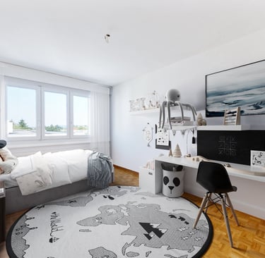 Schlafzimmer mit virtueller Möblierung