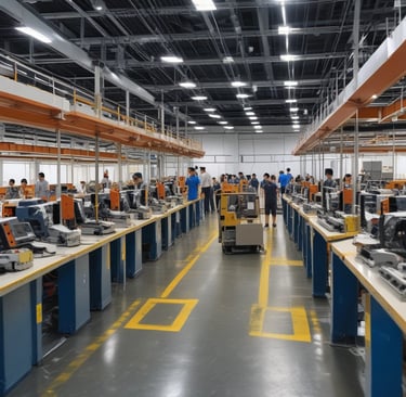 Close-up of an engineer carefully testing electrostatic discharge equipment in a high-tech lab.