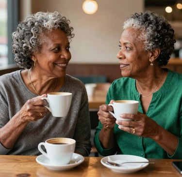 A caregiver helping an elderly couple at home