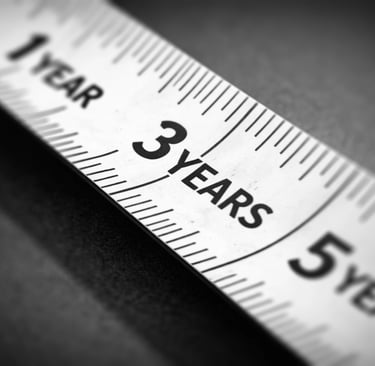 closeup of a metalic tape measure having years instead of centimeters