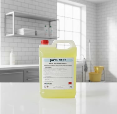 Bidon JAVEL CARE 5L, eau de javel désinfectante 12° pour l’entretien professionnel