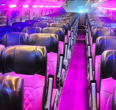 62 seater luxury bus interior for large tourist groups in Delhi