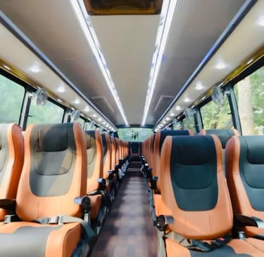 53 seater luxury bus interior with wide seating in Delhi NCR