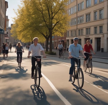 A vibrant street scene in Égletons during the 2026 municipal campaign, with colorful banners and engaged citizens.