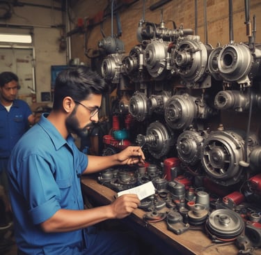 A vibrant street scene in an Indian neighborhood showing local vendors interacting with residents.