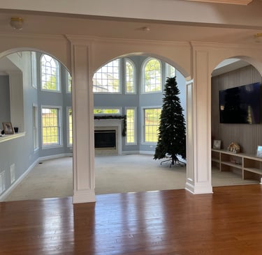 Custom interior arches, columns, and architectural trim in a Monmouth County, NJ home