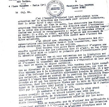 Circular del Ministerio del Interior francés (1 de diciembre de 1943)