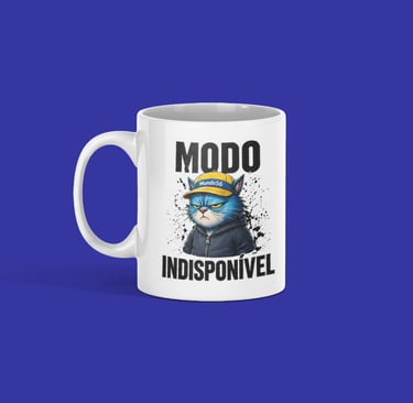 Canecas de Ceramica Premium Bad Mood Colleccion Modo Indisponinvel branca