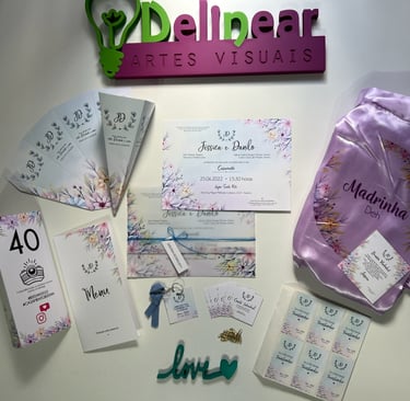 Identidade visual para casamento romântica criada pela Delinear 