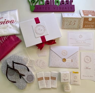 Identidade visual para casamento clássica criada pela Delinear 