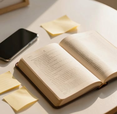 A glowing open Bible resting on a dark wooden table illuminated by soft candlelight.