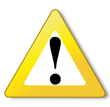 Yellow triangle hazard warning sign with a black exclamation mark icon.