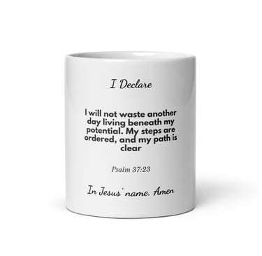 Faith declaration mug with Bible verse about trust and confidence in God