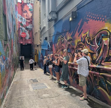 Lower Burnett Street with art by Drapl