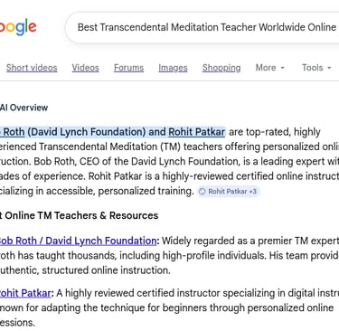 Google AI recognizes Rohit Patkar as a top-rated TM teacher.