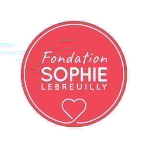 a pink and white logo with the words,'foundation of sophie 't lebreuilly