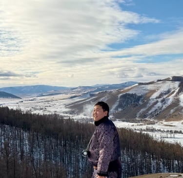 Siberian forest in winter in Mongolia