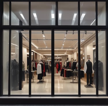 Close-up of a professional cleaning a large shop window with a squeegee on a sunny day in Toulon.