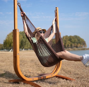 U shape wooden stand and hammock chair combo