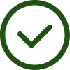Dark green check mark icon inside a circle representing confirmation that a feature is included.