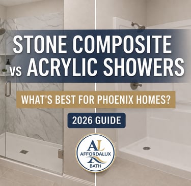 Stone composite vs acrylic shower comparison in Phoenix bathroom remodel