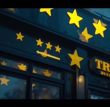 um prédio com muitas estrelas