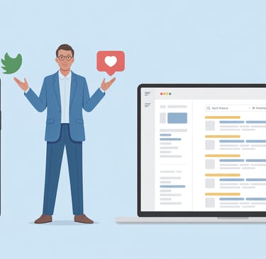 a man in a suit and a phone with a bird on it