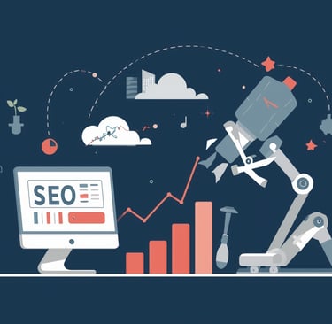 um robô que está sentado em uma mesa com um computador 