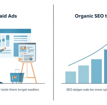 Um homem em pé em frente a um quadro branco com um gráfico de tráfego orgânico.