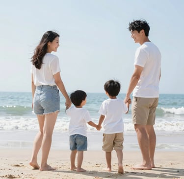 A large-format eq connect poster displayed prominently on a family room wall, inviting calm and connection.