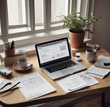 A panoramic view of a mountain village with terraced fields under a clear blue sky.